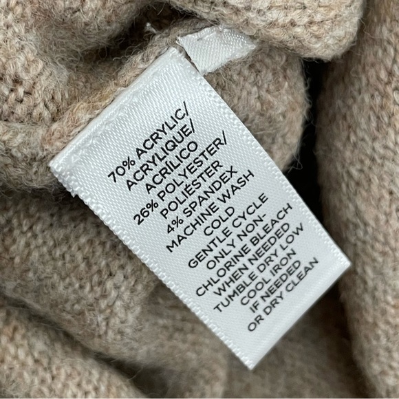 Loft Women’s Cold Shoulder Sweater Brown Tan Marled Ruffle M - Picture 4 of 5